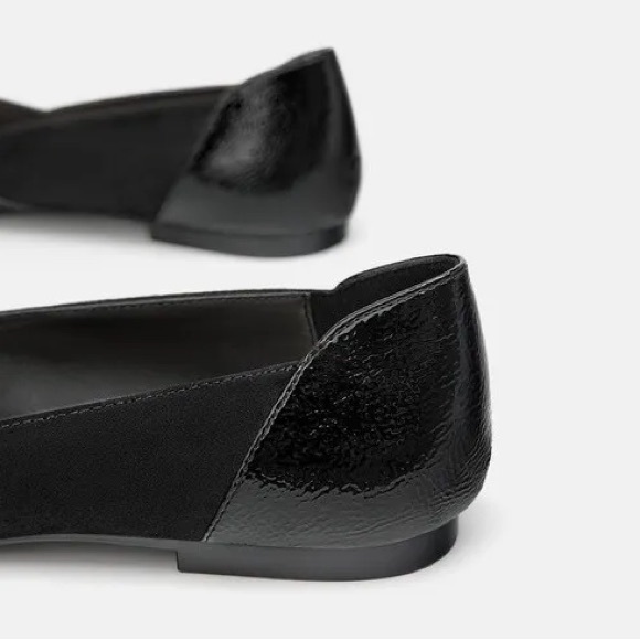 NWOT Zara Black Bow Trim Ballet Flats Size 7 - Picture 5 of 11